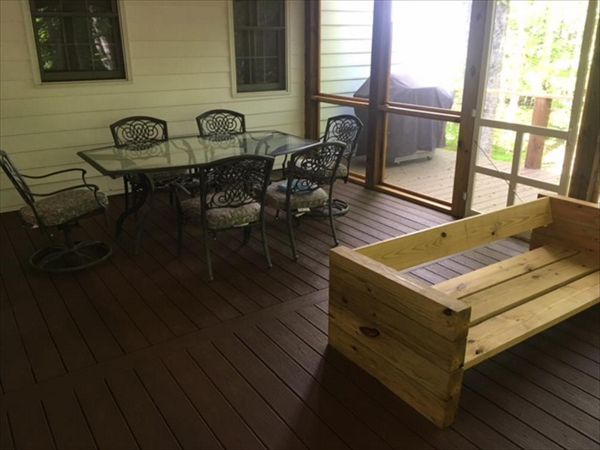 Trex Saddle Enhance porch area is great respite from the work week or a scortching summer day