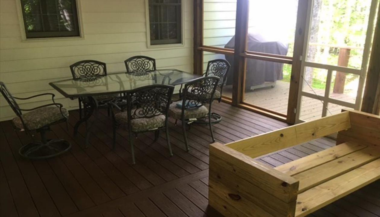 Trex Saddle Enhance porch area is great respite from the work week or a scortching summer day
