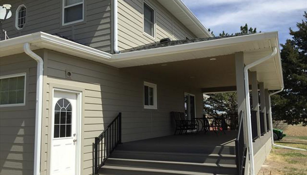 Trex Transcend custom deck with covered porch, Omaha
