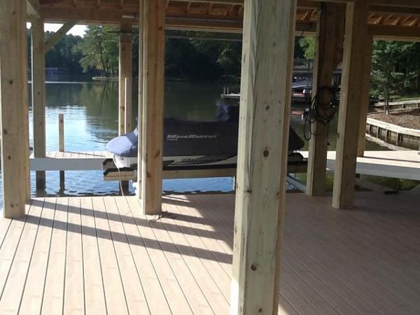 Covered Trex dock area gives a great hangout even in weather