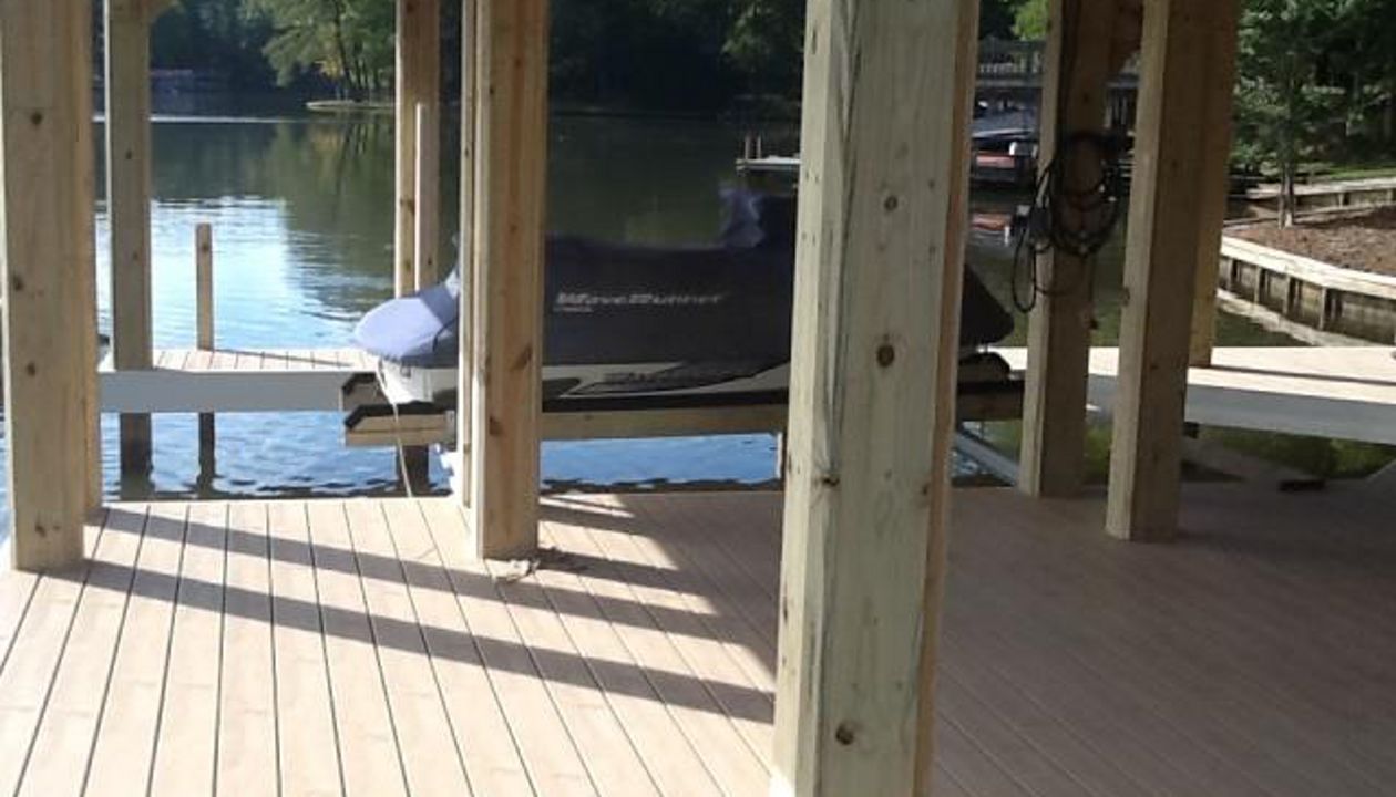 Covered Trex dock area gives a great hangout even in weather