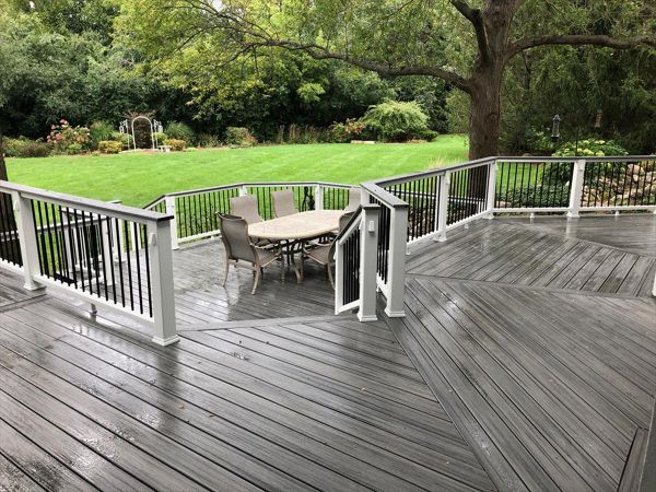 Trex Island Mist with Trex deck down lighting