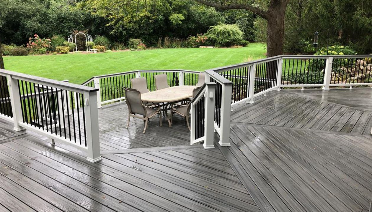 Trex Island Mist with Trex deck down lighting