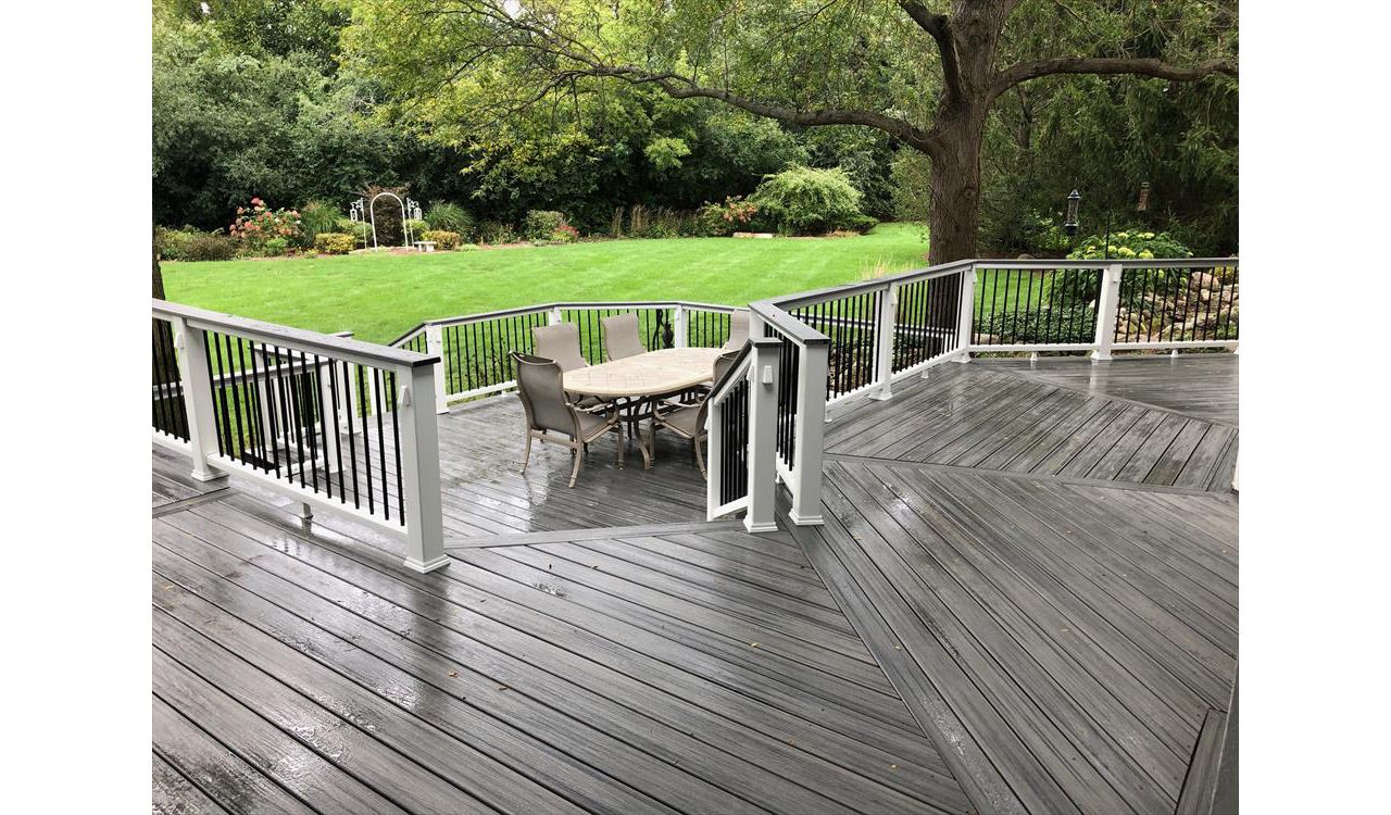 Trex Island Mist with Trex deck down lighting