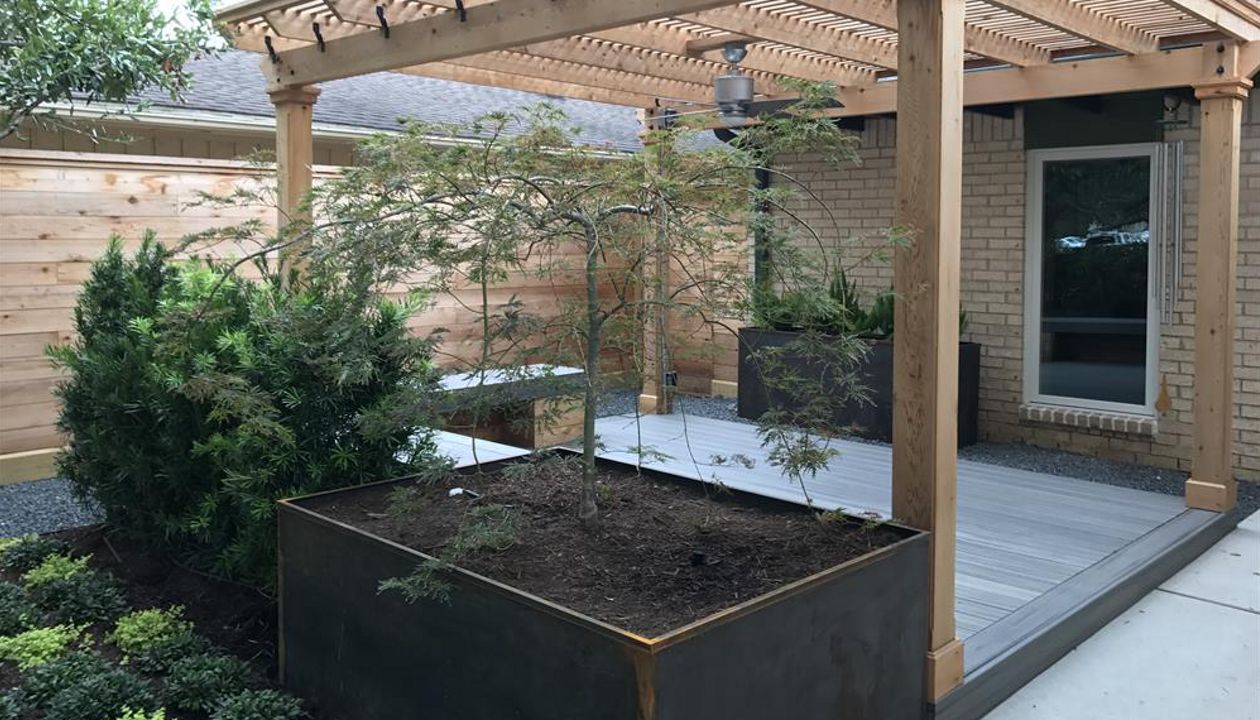 Island Mist Deck with Pergola in Front Yard 1