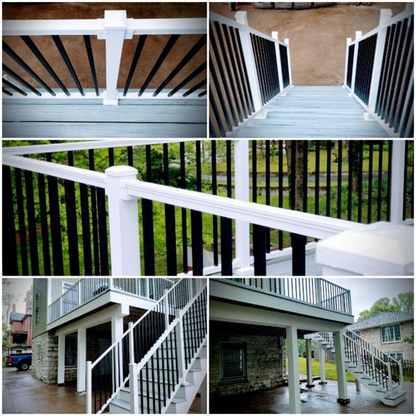 Alton, IL Foggy Warf with Signature Railing in black & white. Historical Rebuild