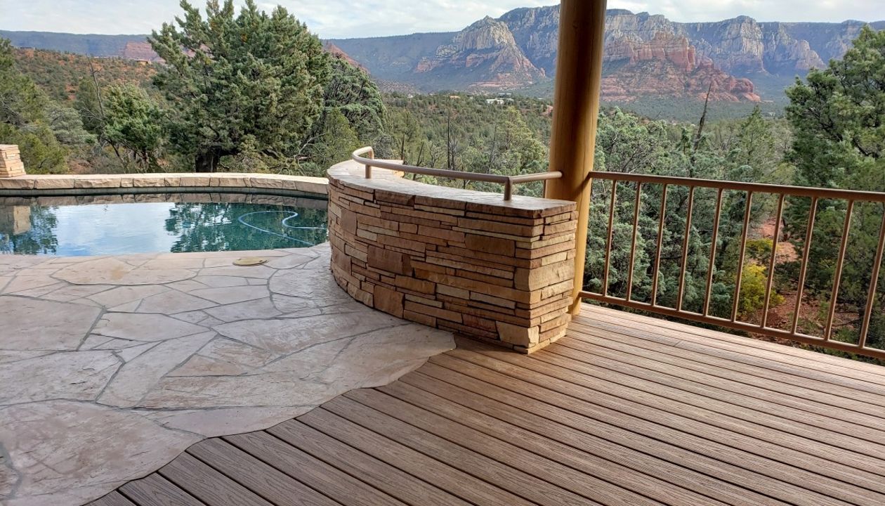 Sedona: Trex pool deck scribed to flagstone