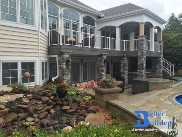 Trex Transcend Island Mist - Better Builders of Iowa - Covered deck project in Waukee