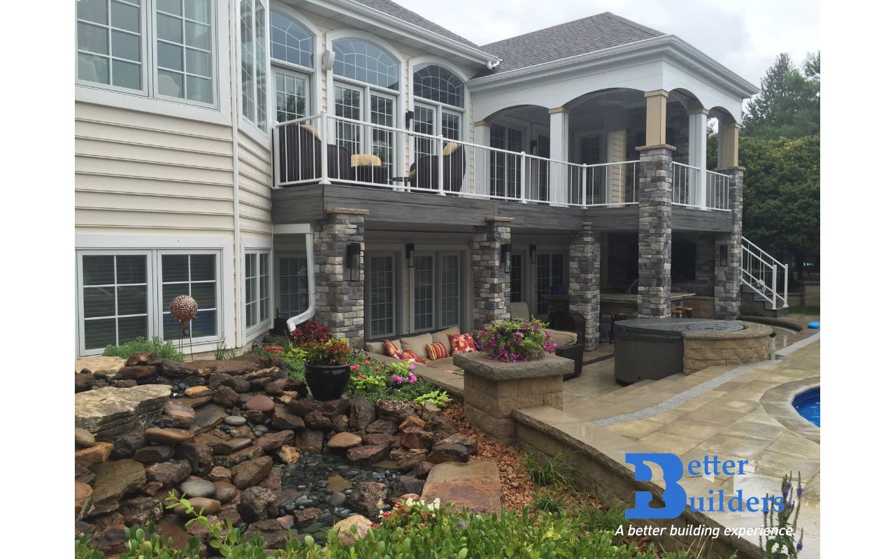 Trex Transcend Island Mist - Better Builders of Iowa - Covered deck project in Waukee