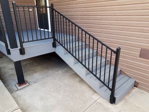 Stair detail to man door in Reno, Nev., home.