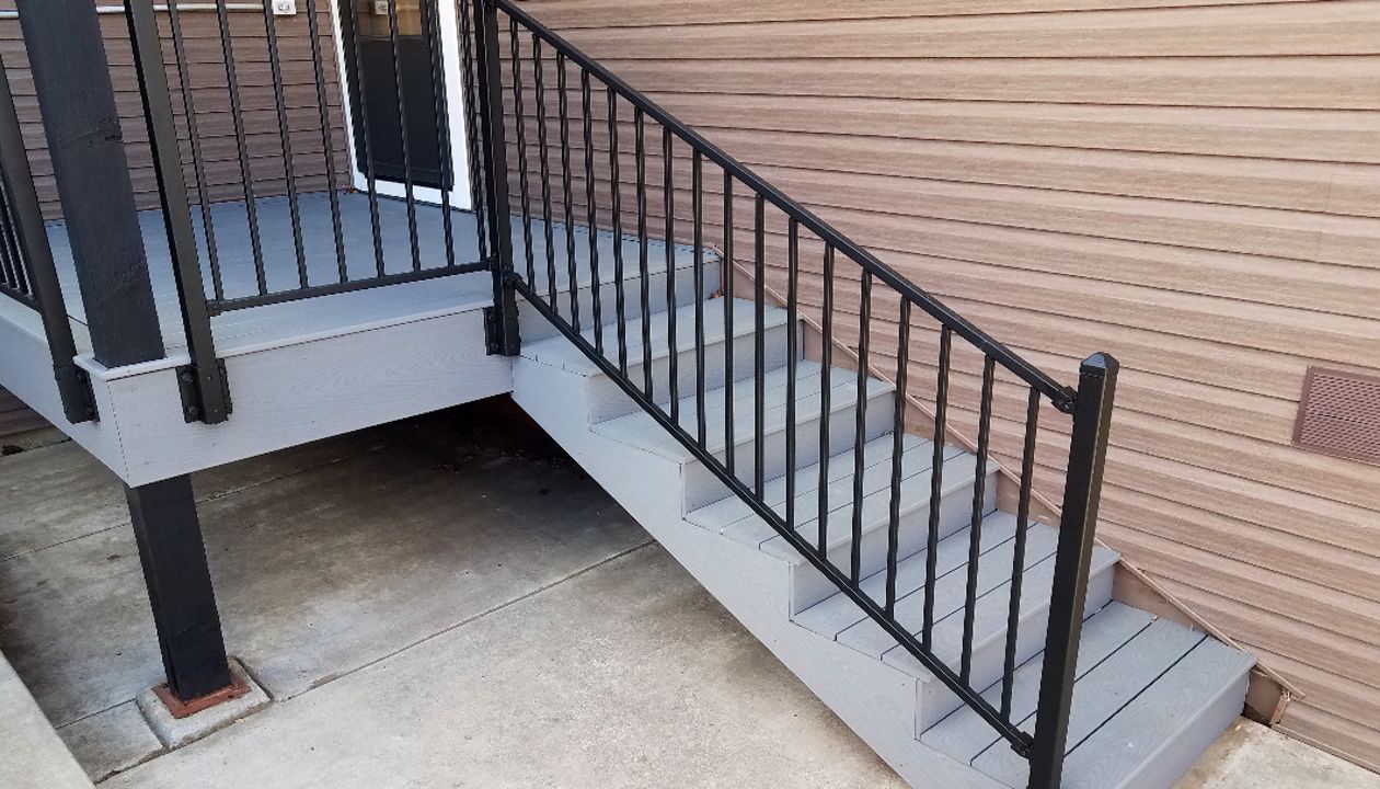Stair detail to man door in Reno, Nev., home.
