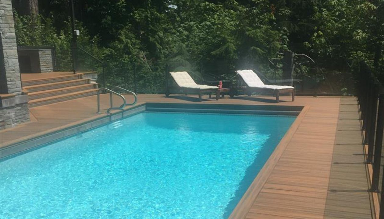 Trex composite custom pool deck, Vancouver British Columbia