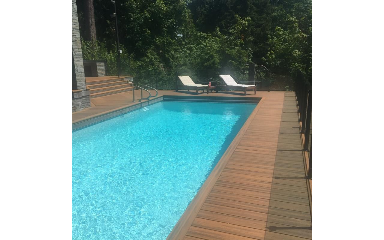 Trex composite custom pool deck, Vancouver British Columbia