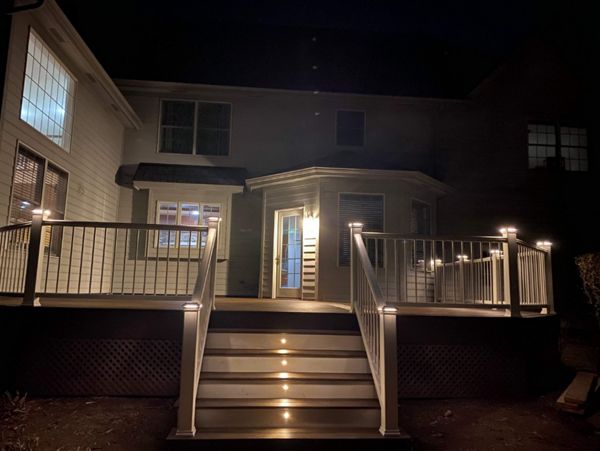 TrexTranscend Railing with LED lighting on post caps and risers.   Prairie Grove, IL   McHenry County