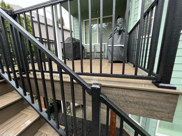 Trex Deck Coastal Bluff with Black Signature Rail in Silverdale Wa by Million’s Custom Landscaping and Decks