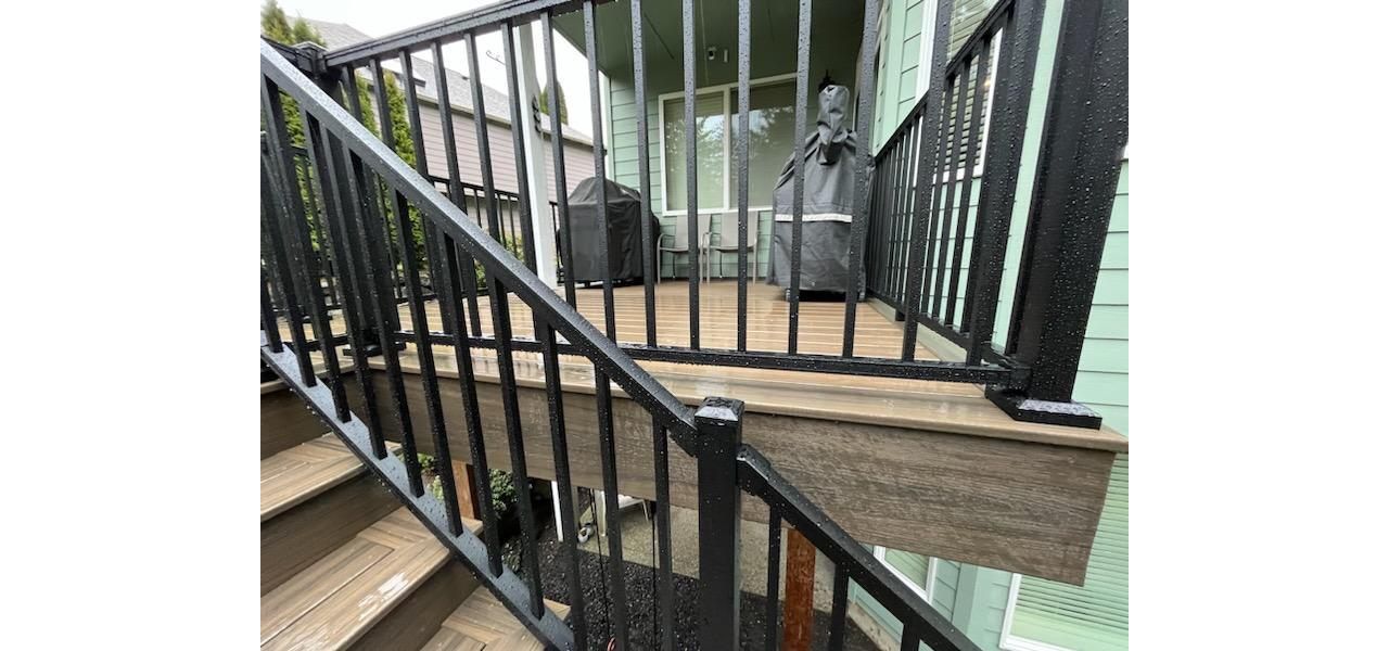 Trex Deck Coastal Bluff with Black Signature Rail in Silverdale Wa by Million’s Custom Landscaping and Decks