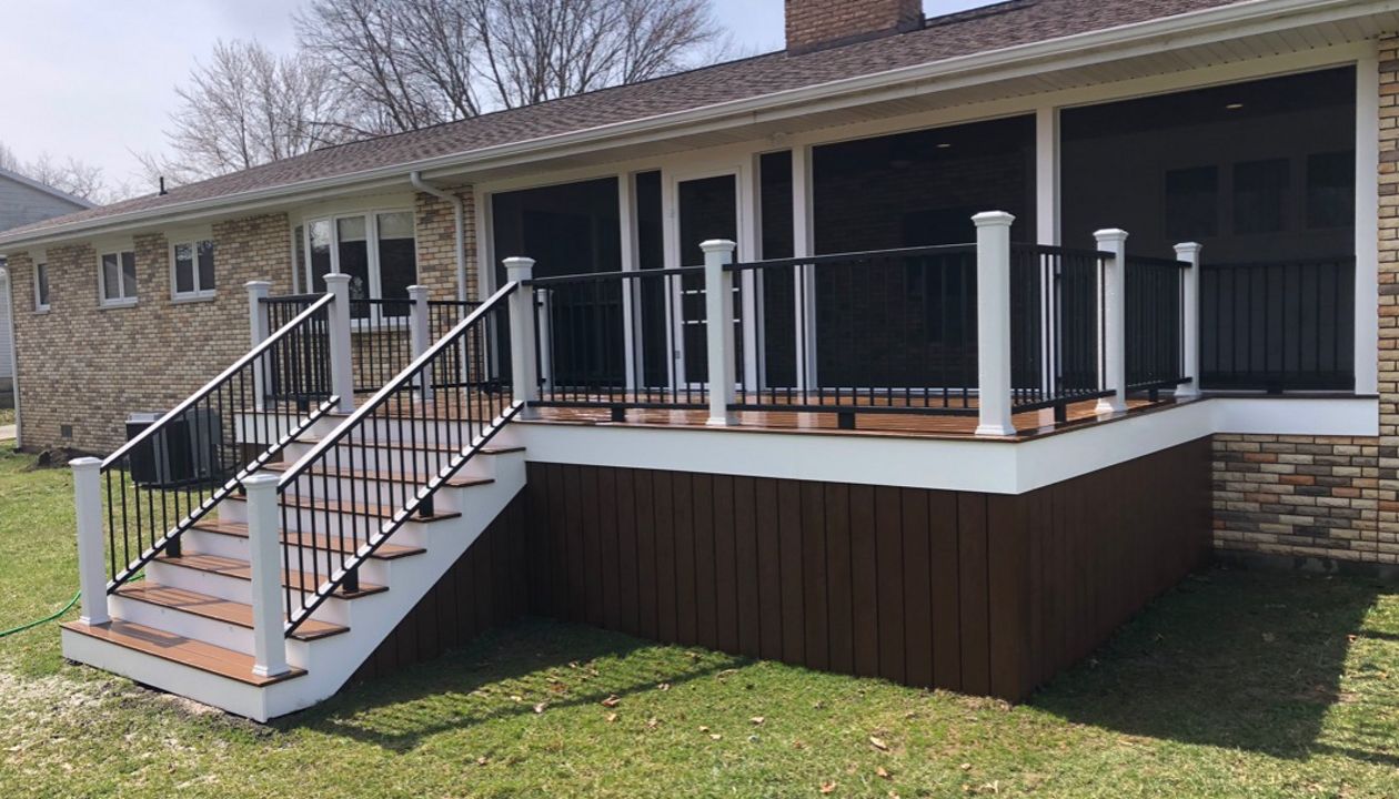 Trex saddle, custom railings and versatex
