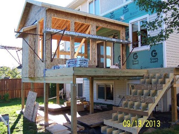 Porch and deck under construction