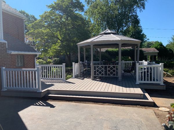 Trex Rocky Harbor boards and new railings over existing deck