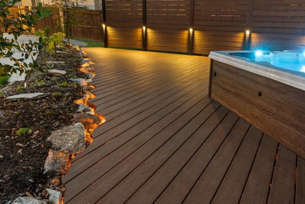 Lava Rock decking and privacy wall
