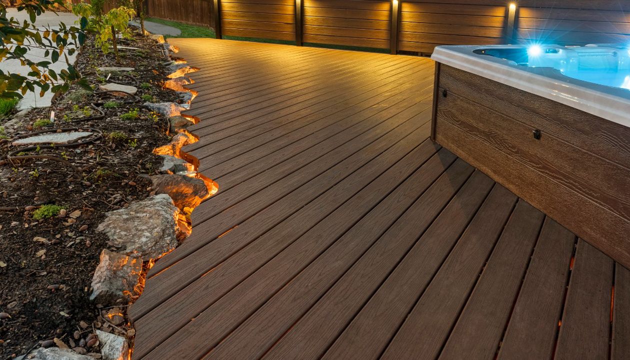 Lava Rock decking and privacy wall