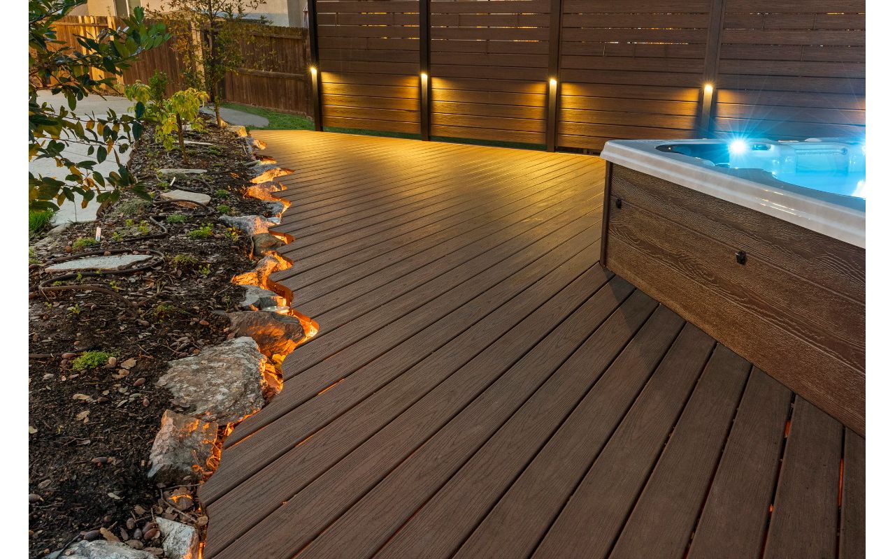 Lava Rock decking and privacy wall