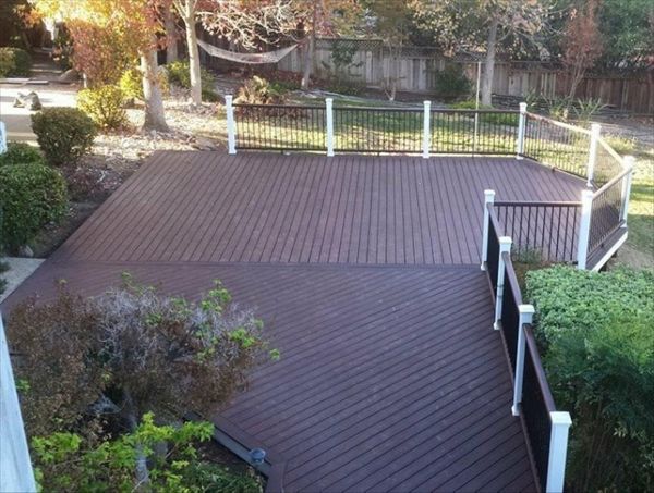 Custom Lava Rock Trex deck with Transcend Railing.