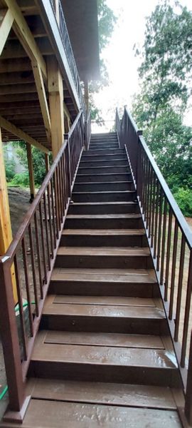 Multi-Tiered Covered Deck, Stairs with Lighting and Bronze Signature Railings