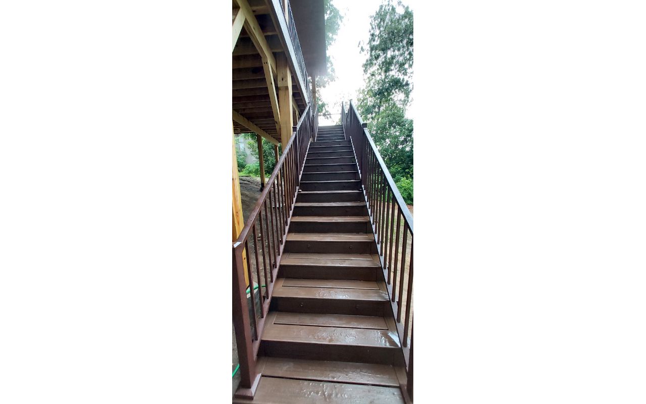 Multi-Tiered Covered Deck, Stairs with Lighting and Bronze Signature Railings