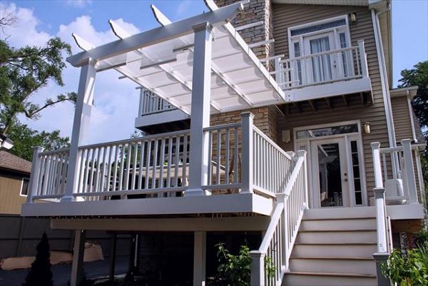 White Transcend Railing and Pergola