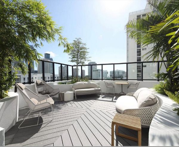 Trex Select Pebble Grey deck; Miami, FL; custom elevated steel substructure