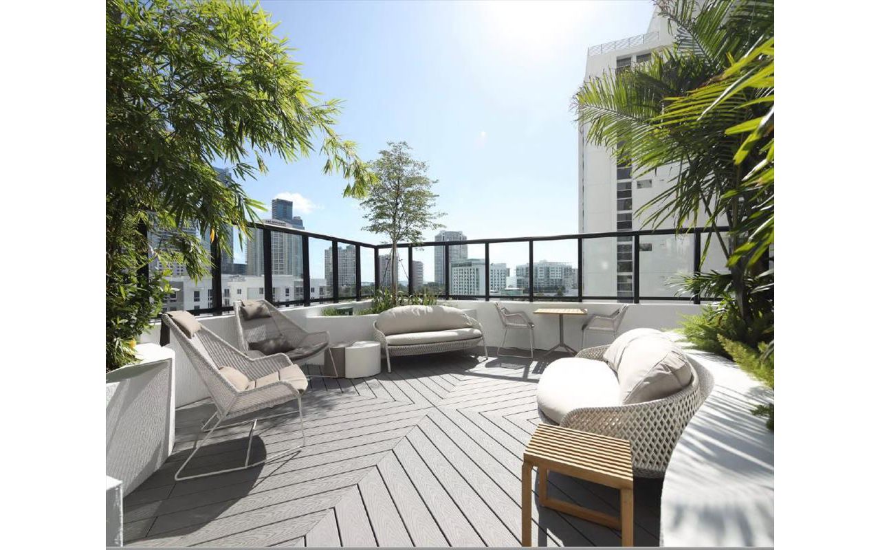 Trex Select Pebble Grey deck; Miami, FL; custom elevated steel substructure