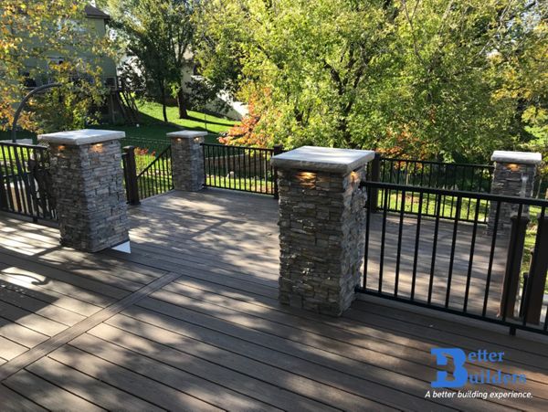 Trex Transcend Spiced Rum with Transcend Posts and Signature railing - Better Builders of Iowa - Deck project in Johnston, IA