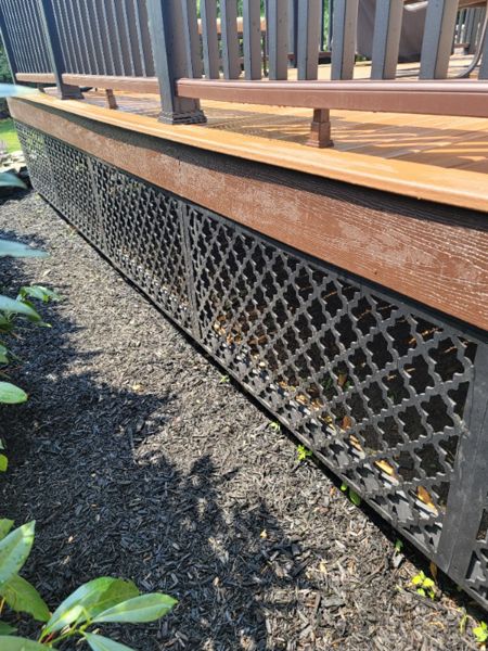 Tiki Torch Decking, Vintage Lantern Fascia, Black Morocco Lattice