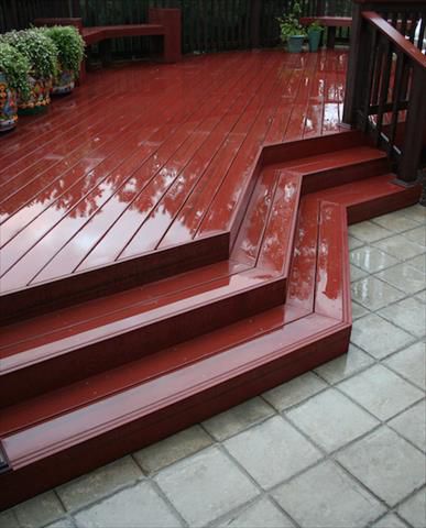angled steps and stairs with 2 tone decking and handrails