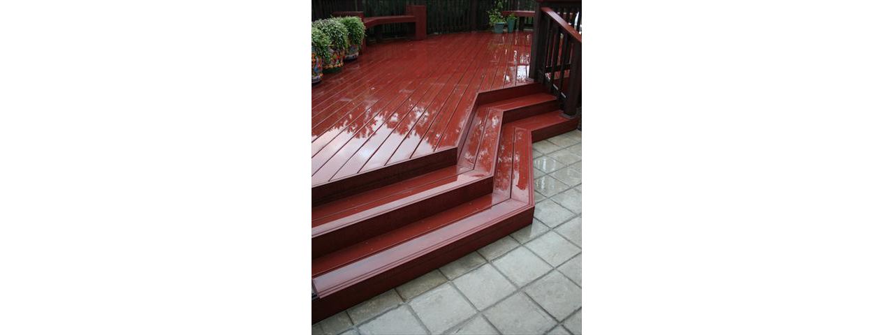 angled steps and stairs with 2 tone decking and handrails