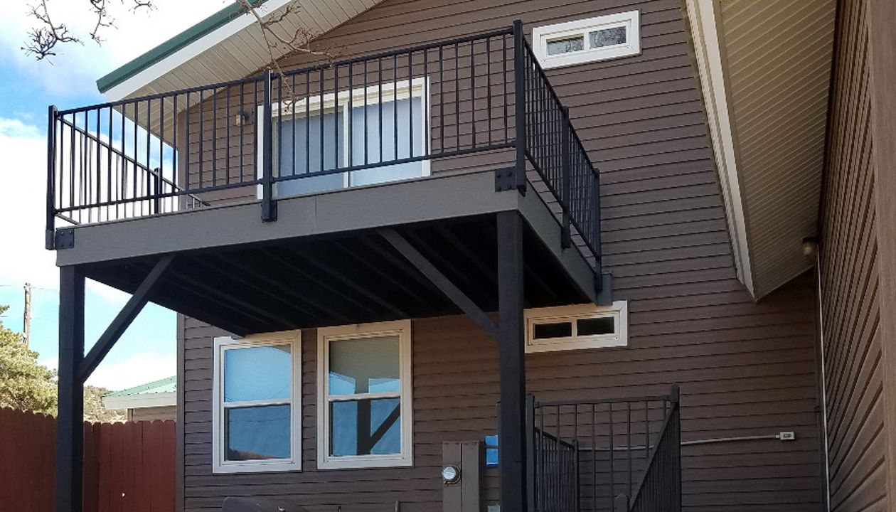 Back of house, second-story deck in Reno, Nev.