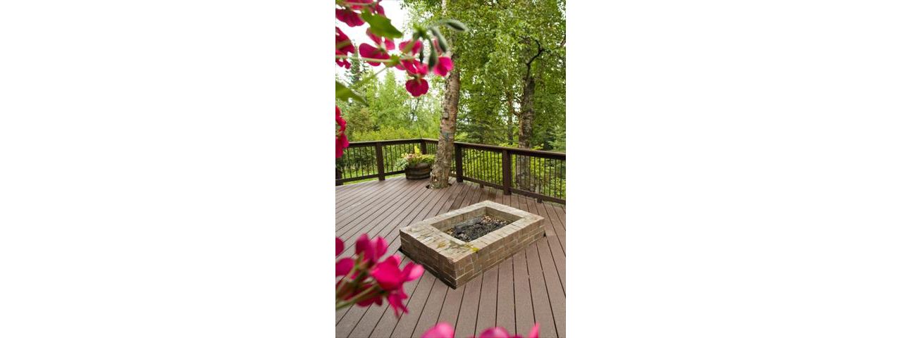 Built in fireplace by Treeline Construction adds spice!