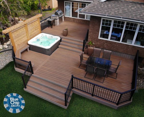 Two-Tier Trex Enhance Naturals Deck With Coastal Bluff Decking & Rocky Harbour Fascia