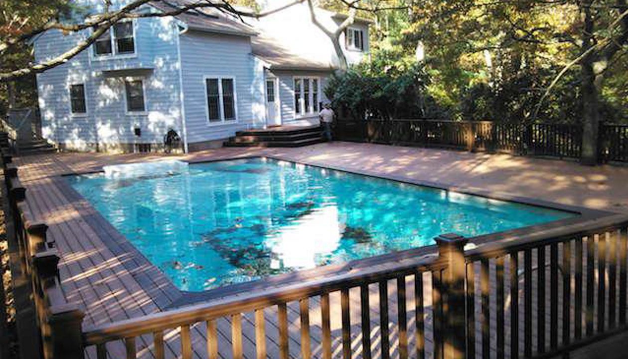 Tiki Torch Deck. Vintage Lantern Railing. East Hampton, ny