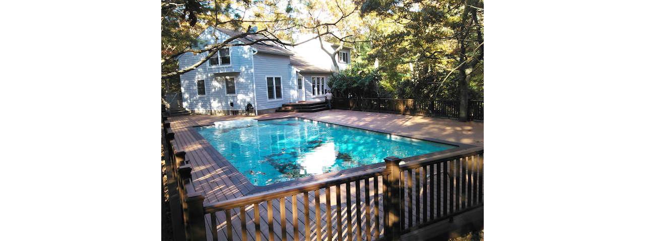 Tiki Torch Deck. Vintage Lantern Railing. East Hampton, ny