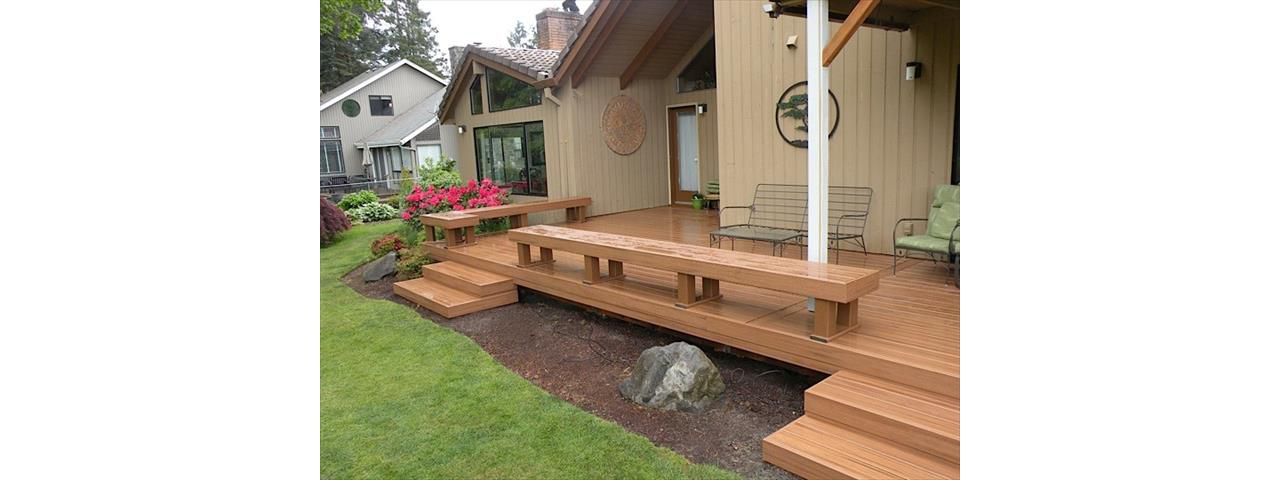 iki Torch decking with matching benches