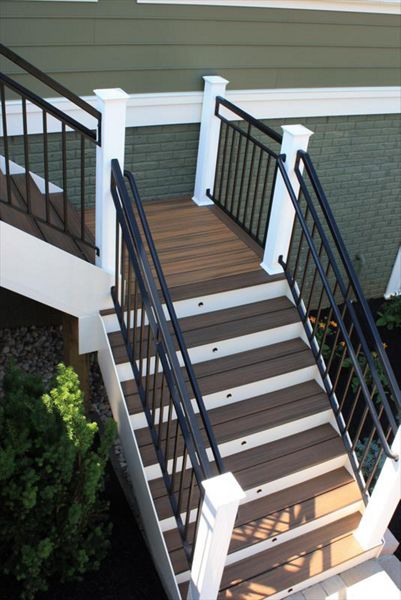 Staircase constructed with Trex deck boards