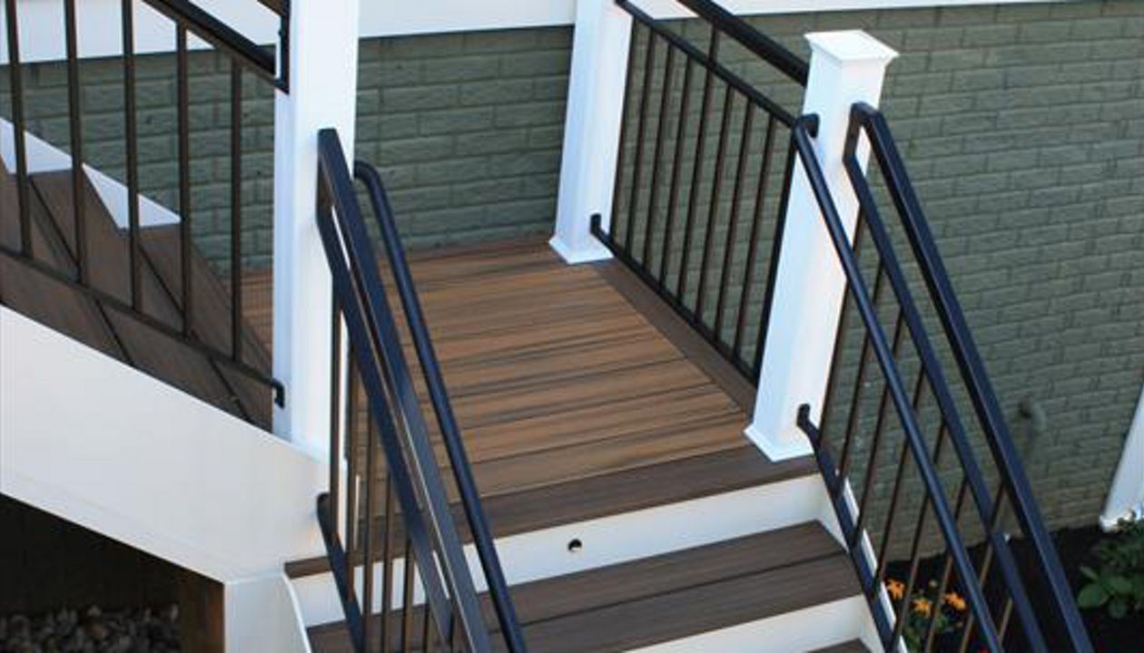 Staircase constructed with Trex deck boards