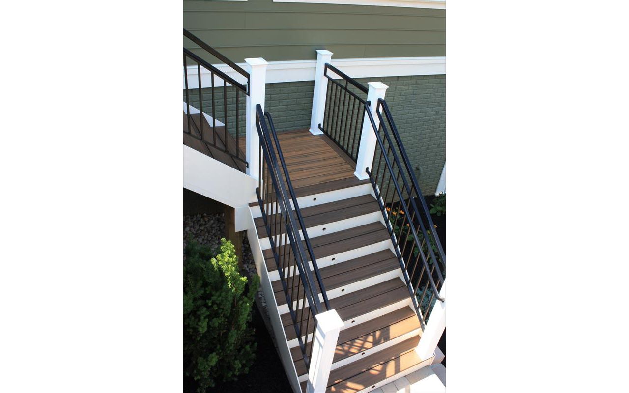 Staircase constructed with Trex deck boards