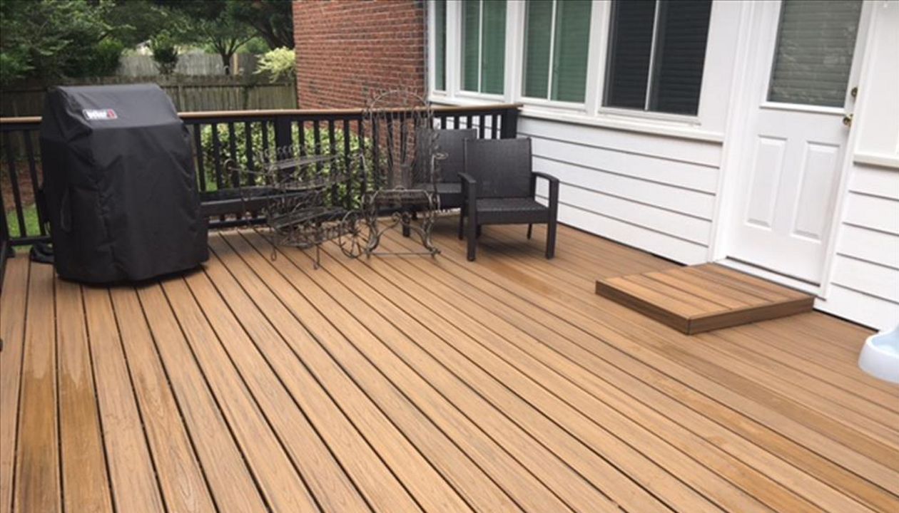 Trex deck proves lots of area for traffic flow as well as areas to cook and relax