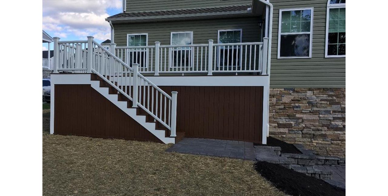 Saddle Brown Deck and Skirt with Classic White Transcend Raling
