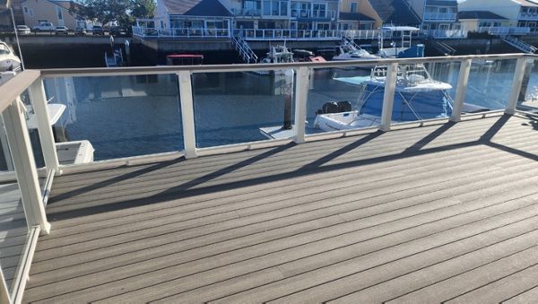 Deck over Seawall Trex Glass Railing