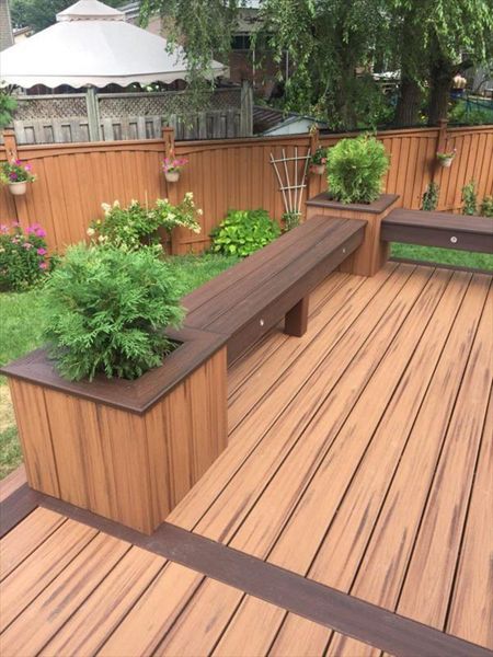 Trex  Transcend TROPICAL TIKI TORCH BENCH composite custom made flowerpot Vaughan Thornhill Toronto North York