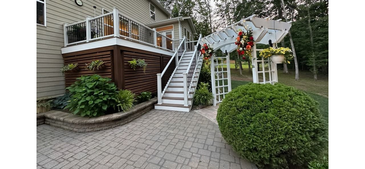 Trex Coastal Bluff With White Trex Transcend Railing and A Custom Under Deck Enclosure, Raleigh NC